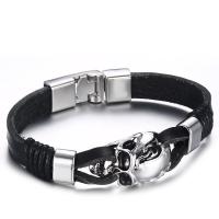 Zinc Alloy Bracelet, with Leather, for man Approx 8.58 Inch 