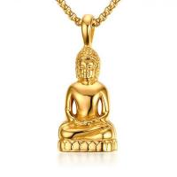 304 Stainless Steel Necklace, Buddha, Vacuum Ion Plating, for man, golden Approx 23.62 Inch 