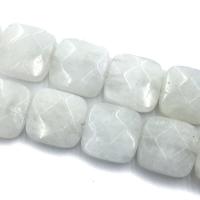 Abalorios de Piedra Lunar, Cuadrado, Bricolaje & facetas, Blanco, longitud:aproximado 39 cm, Vendido por Sarta