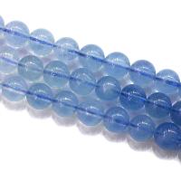 Aquamarin Perlen, rund, poliert, DIY, blau, Länge:ca. 39 cm, verkauft von Strang