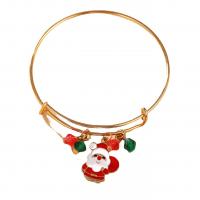 Enamel Zinc Alloy Bangle, with Resin, plated, Christmas Design & Adjustable & fashion jewelry & for woman, golden, Inner Approx 65mm 