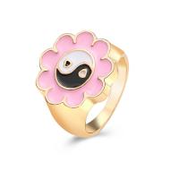 Enamel Zinc Alloy Finger Ring, plated, fashion jewelry & ying yang & for woman 20mm 