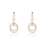 Freshwater Pearl Brass Earring, with Freshwater Pearl, gold color plated, fashion jewelry & for woman, golden 