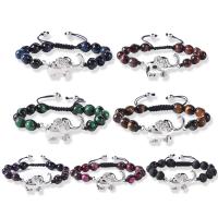 Gemstone Bracelets, Natural Stone, with Alloy & Nylon, Elephant, Adjustable & for woman & with rhinestone 8mm .5 cm 