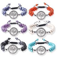Gemstone Bracelets, with Alloy & Nylon, Tree, Adjustable & for woman & hollow 6mm cm 