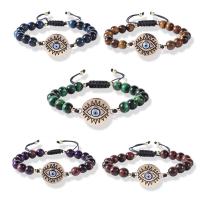 Gemstone Bracelets, Natural Stone, with Alloy & Nylon, Evil Eye, Adjustable & for woman 8mm cm 