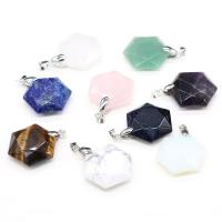 Gemstone Jewelry Pendant, Natural Stone, Hexagon & Unisex & faceted 