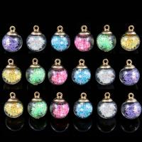 Glass Pendants, with Sequins, Round, Unisex Approx 