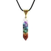 Gemstone Necklaces, with leather cord & Resin, Conical, for woman, mixed colors, 45mm Approx 20.87 Inch 