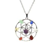 Gemstone Necklaces, Zinc Alloy, with Natural Stone, Flower, platinum color plated & for woman 45mm Approx 20.87 Inch 
