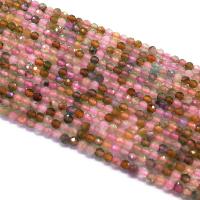 Natürlicher Turmalin Perlen, rund, DIY & verschiedene Größen vorhanden & facettierte, gemischte Farben, Länge:15.35 ZollInch, verkauft von Strang