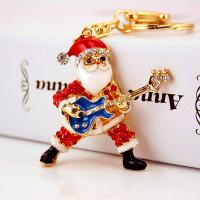 Zinc Alloy Key Clasp, with Czech Rhinestone, Santa Claus, high quality plated, fashion jewelry & Unisex & enamel, nickel free 