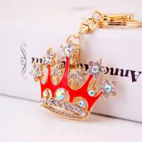 Zinc Alloy Key Clasp, with Czech Rhinestone, Crown, high quality plated, fashion jewelry & Unisex & enamel 
