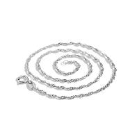 Sterling Silver Necklace Chain, 925 Sterling Silver, platinum color plated, wave chain & for woman 