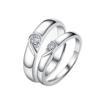 Couple Finger Rings, 925 Sterling Silver, platinum color plated, Adjustable & micro pave cubic zirconia 