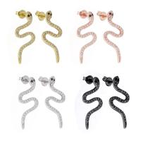Cubic Zirconia Micro Pave Brass Earring, Snake, plated, micro pave cubic zirconia & for woman 