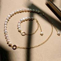 淡水真珠の真鍮チェーン・ネックレス, 銅, とともに 天然有核フレッシュウォーターパール, 純正ゴールド, ファッションジュエリー & 異なるスタイルを選択 & 女性用, 売り手 パソコン