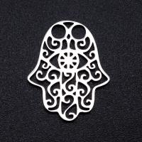 Stainless Steel Hollow Pendant, 201 Stainless Steel, Hamsa, Vacuum Ion Plating, fashion jewelry & DIY & Unisex, silver color 