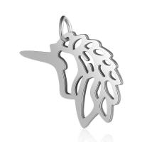Stainless Steel Hollow Pendant, 201 Stainless Steel, Unicorn, Vacuum Ion Plating, fashion jewelry & polished & DIY & Unisex 