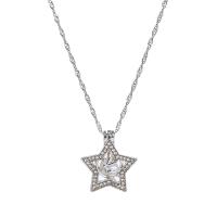 Rhinestone Zinc Alloy Necklace, with Plastic Pearl, Star, platinum color plated, for woman & with rhinestone & hollow Approx 17.7 Inch 