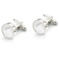 Brass Cufflinks, with Shell, Round, silver color plated, for man, 16mm 