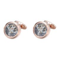 Brass Cufflinks, Round, rose gold color plated, for man, 20mm 