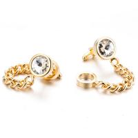 Brass Cufflinks, with Crystal, gold color plated, for man, 16mm 