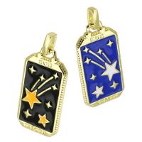 Enamel Brass Pendants, Rectangle, gold color plated Approx 2mm 