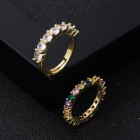 Brass Open Finger Ring, 18K gold plated & micro pave cubic zirconia & for woman 20mm 