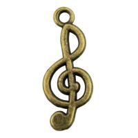 Musical Instrument Shaped Zinc Alloy Pendants, Music Note, plated 