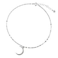Brass Anklet, synthetic, micro pave cubic zirconia & for woman, silver color, 14mm cm 