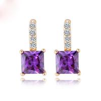 Cubic Zircon Brass Earring, micro pave cubic zirconia & for woman 