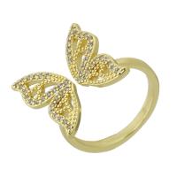 Brass Cuff Finger Ring, Butterfly, gold color plated, fashion jewelry & DIY & micro pave cubic zirconia, golden US Ring 