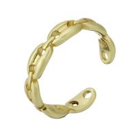 Латунь Манжеты палец кольцо, плакирован золотом, ювелирные изделия моды & DIY, Золотой, 4mm, размер:6.5, продается PC