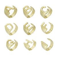Латунь Манжеты палец кольцо, плакирован золотом, ювелирные изделия моды & букв, от A до Z & DIY, Золотой, 17mm, продается PC