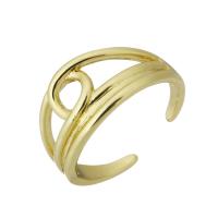 Латунь Манжеты палец кольцо, плакирован золотом, ювелирные изделия моды & DIY, Золотой размер:7.5, продается PC