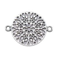 Hollow Zinc Alloy Connector, Flower, antique silver color plated, 1/1 loop 