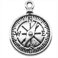 Zinc Alloy Jewelry Pendants, Compass, antique silver color plated, vintage & Unisex 
