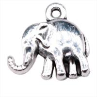 Colgantes Animales de Aleación de Zinc, Elefante, chapado en color de plata antigua, Vintage & unisexo, 14x13mm, Vendido por UD