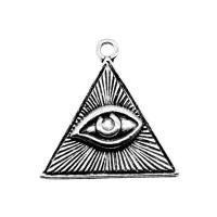 Zinc Alloy Jewelry Pendants, Triangle, antique silver color plated, vintage & with eye pattern & Unisex 