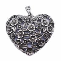 Zinc Alloy Heart Pendants, antique silver color plated, vintage & Unisex & hollow 