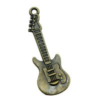 Musical Instrument Shaped Zinc Alloy Pendants, Guitar, plated, vintage & Unisex 