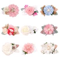 Заколка для детей, ткань, Форма цветка, разные стили для выбора, разноцветный, 76mm, продается Пара