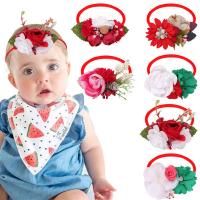 Fashion Baby Headband, Cloth, Flower, handmade, for children & Christmas jewelry mixed colors, 76mm 