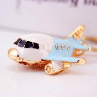 Zinc Alloy Key Clasp, with Czech Rhinestone, Airplane, high quality plated, fashion jewelry & Unisex 