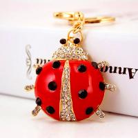 Zinc Alloy Key Clasp, with Czech Rhinestone, Insect, high quality plated, fashion jewelry & Unisex & enamel, red 
