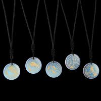 Sea Opal Pendants, Flat Round, stoving varnish, Zodiac symbols jewelry & DIY 