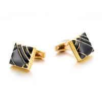 Brass Cufflinks, Square, gold color plated, for man 