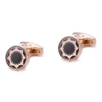 Brass Cufflinks, Round, rose gold color plated, for man, 16mm 