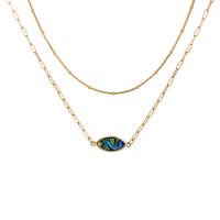 Shell Zinc Alloy Necklace, with Abalone Shell, KC gold color plated, Double Layer & for woman Approx 14.5 Inch 